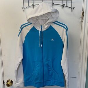 Adidas White and Blue Hoodie